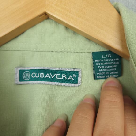 Cubavera Men's Short Sleeve Button-Up Shirt Size Large Green Casual Resort Wear - Picture 3 of 13